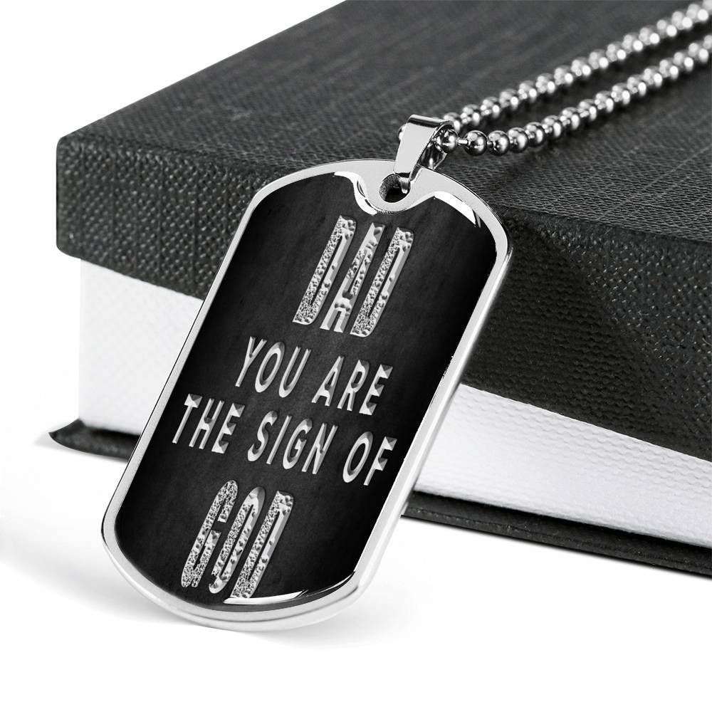 Dad Dog Tag Custom Picture Father’S Day Gift, Son Dog Tag Custom Picture, The Sign Of God Dog Tag Military Chain Necklace For Dad Father's Day Rakva