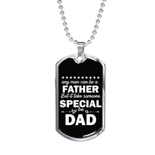 Dad Dog Tag Custom Picture Father’S Day Gift, Special To Be A Dad Black Dog Tag Military Chain Necklace For Dad Father's Day Rakva