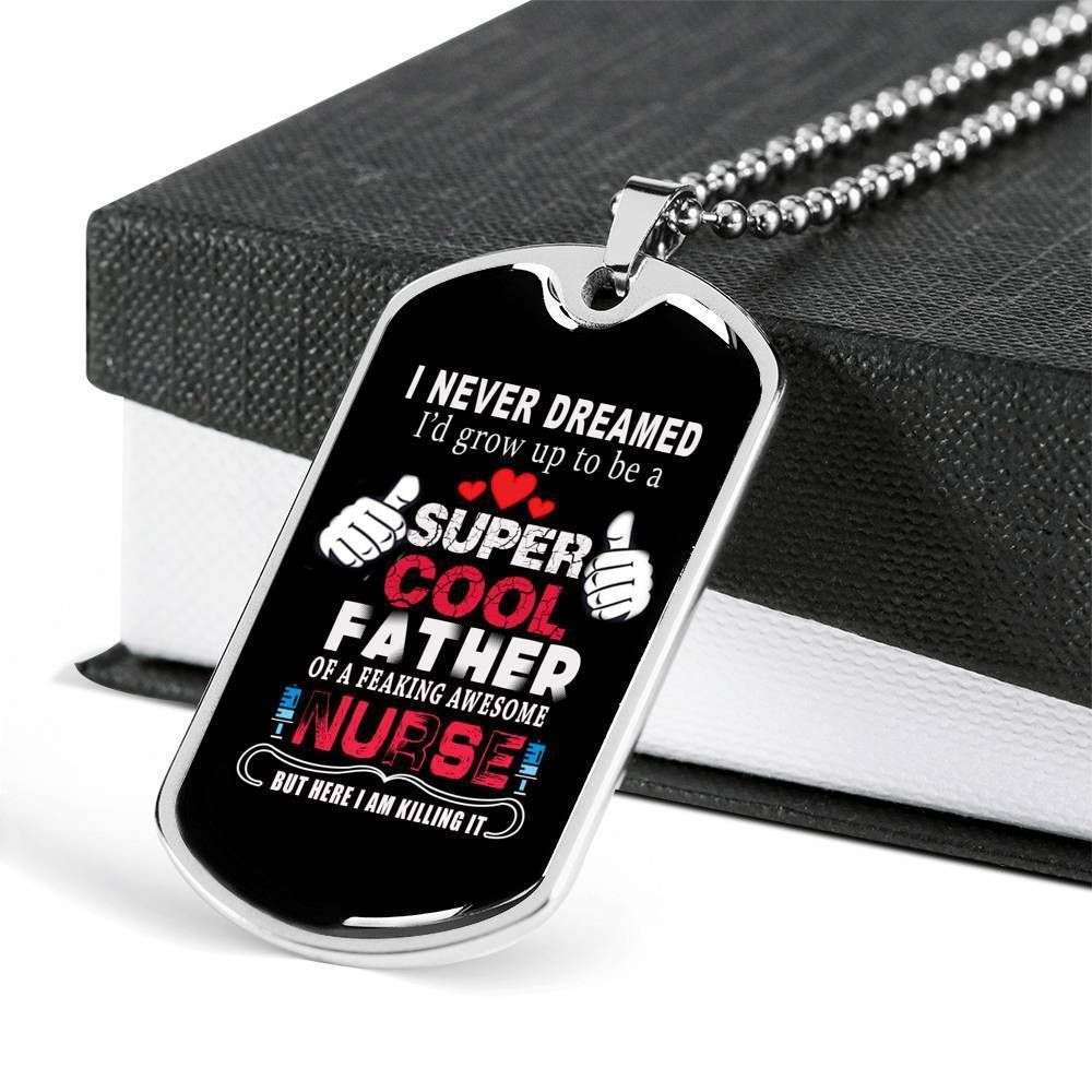 Dad Dog Tag, Custom Picture Father’S Day Gift Super Cool Father Nurse Dog Tag Military Chain Necklace Gift For Dad Dog Tag Father's Day Rakva