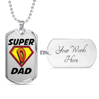Dad Dog Tag Custom Picture Father’S Day Gift, Super Dad Dog Tag Military Chain Necklace Father’S Day For Dad Dog Tag Father's Day Rakva