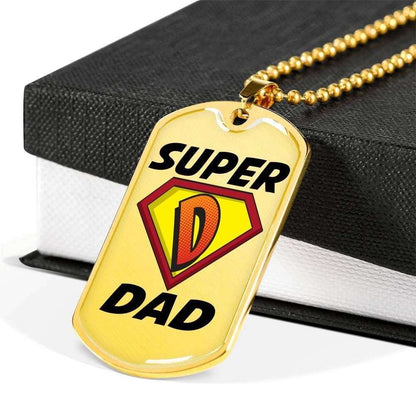 Dad Dog Tag Custom Picture Father’S Day Gift, Super Dad Dog Tag Military Chain Necklace Father’S Day For Dad Dog Tag Father's Day Rakva