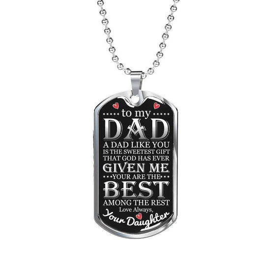 Dad Dog Tag Custom Picture Father’S Day Gift, Sweetest Gift That God Has Ever Given Me Dog Tag Military Chain Necklace For Dad Father's Day Rakva