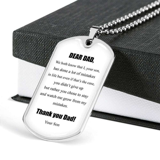 Dad Dog Tag Custom Picture Father’S Day Gift, Thank You Dad Message Dog Tag Military Chain Necklace Gift For Dad Dog Tag Father's Day Rakva
