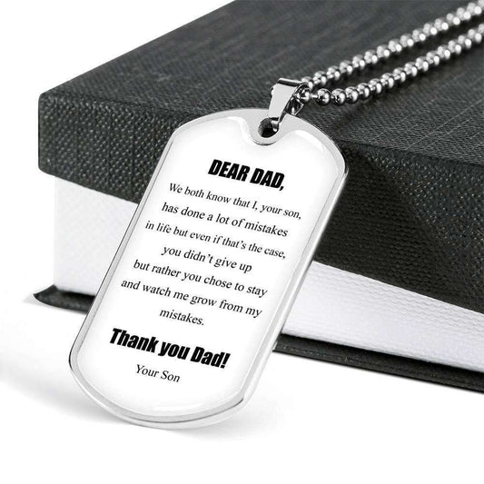 Dad Dog Tag Custom Picture Father’S Day Gift, Thank You Dad Message Dog Tag Military Chain Necklace Gift For Dad Father's Day Rakva