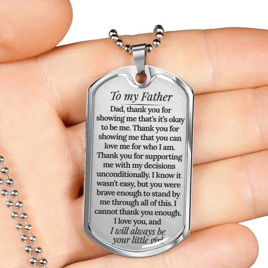 Dad Dog Tag Custom Picture Father’S Day Gift, Thank You For Supporting Me Dog Tag Military Chain Necklace For Father Father's Day Rakva
