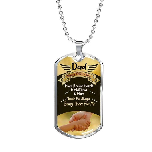 Dad Dog Tag Custom Picture Father’S Day Gift, Thanks For Always Being There For Me Dog Tag Military Chain Necklace For Angel Dad Father's Day Rakva