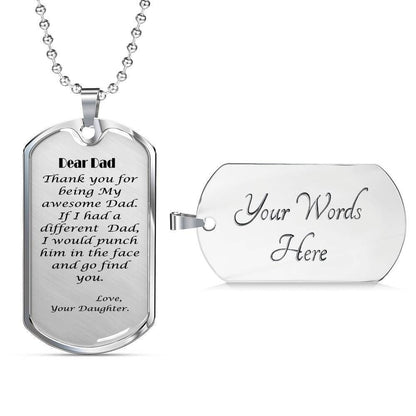 Dad Dog Tag Custom Picture Father’S Day Gift, Thanks For Being My Awesome Dad Dog Tag Military Chain Necklace For Dad Father's Day Rakva
