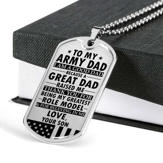 Dad Dog Tag Custom Picture Father’S Day Gift, Thanks For Being My Greatest Role Model Dog Tag Military Chain Necklace For Army Dad Father's Day Rakva