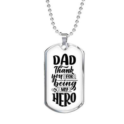 Dad Dog Tag Custom Picture Father’S Day Gift, Thanks For Being My Hero Dog Tag Military Chain Necklace For Dad Father's Day Rakva