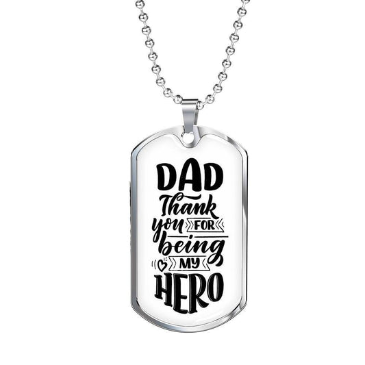 Dad Dog Tag Custom Picture Father’S Day Gift, Thanks For Being My Hero Dog Tag Military Chain Necklace For Dad Father's Day Rakva