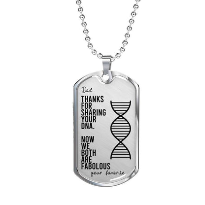 Dad Dog Tag Custom Picture Father’S Day Gift, Thanks For Sharing Your Dna Dog Tag Military Chain Necklace For Dad Father's Day Rakva