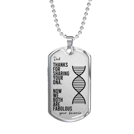 Dad Dog Tag Custom Picture Father’S Day Gift, Thanks For Sharing Your Dna Dog Tag Military Chain Necklace For Dad Father's Day Rakva