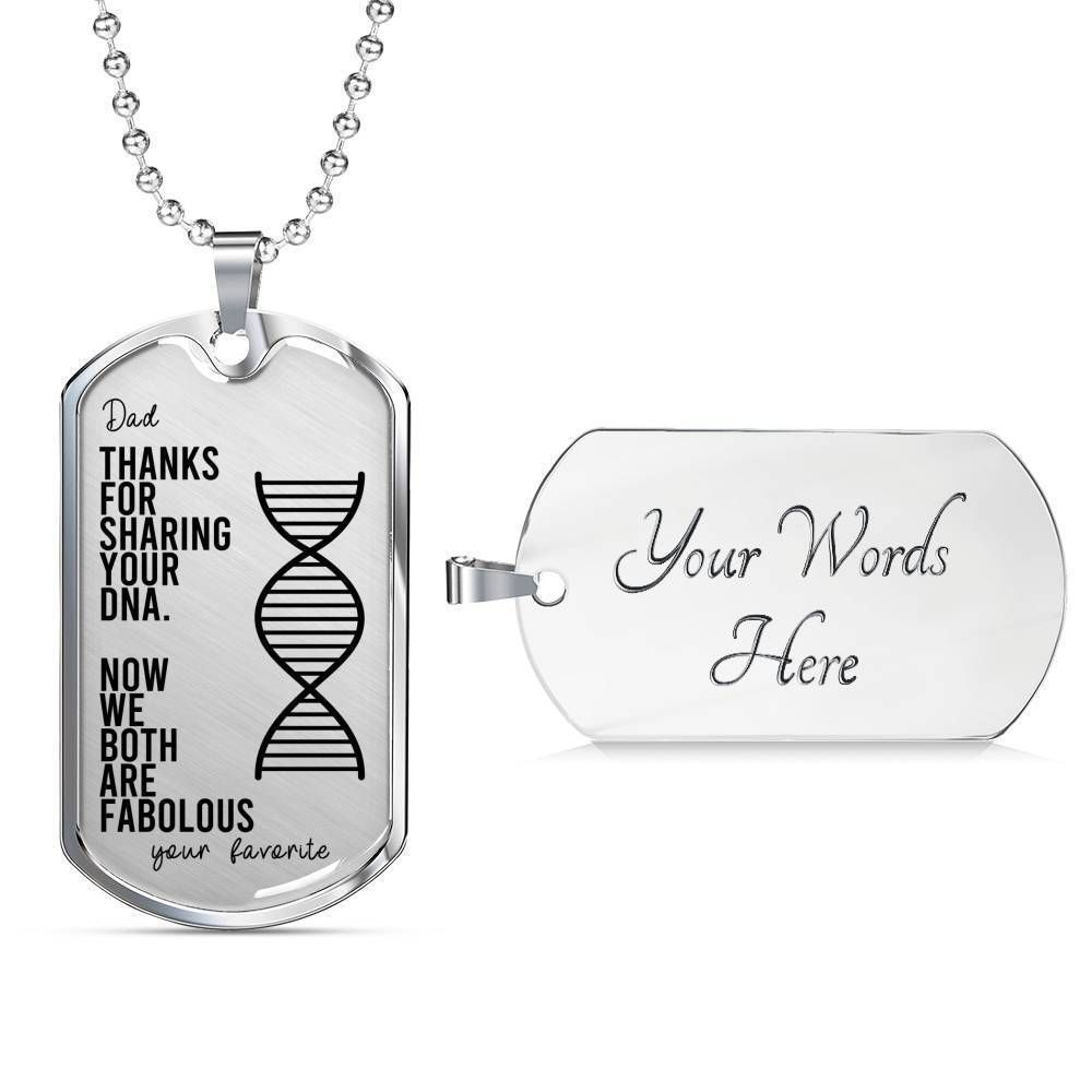 Dad Dog Tag Custom Picture Father’S Day Gift, Thanks For Sharing Your Dna Dog Tag Military Chain Necklace For Dad Father's Day Rakva