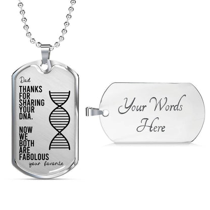 Dad Dog Tag Custom Picture Father’S Day Gift, Thanks For Sharing Your Dna Dog Tag Military Chain Necklace For Dad Father's Day Rakva