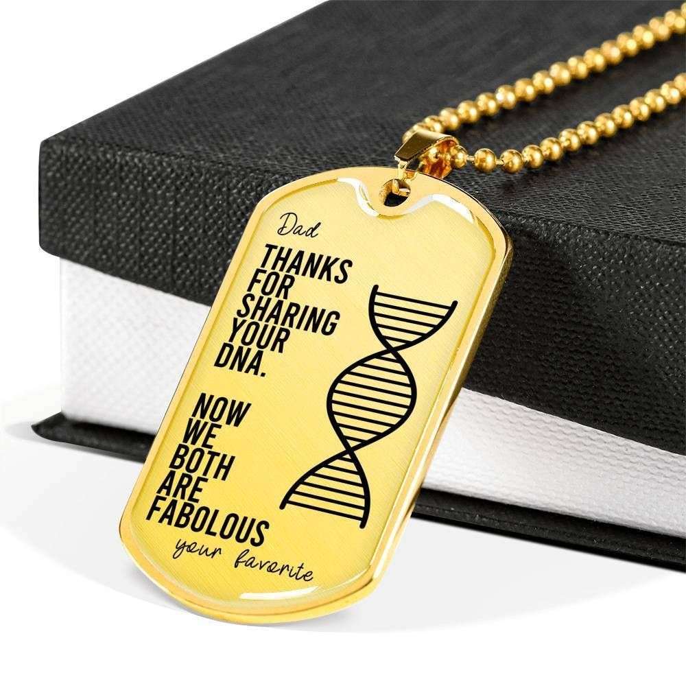 Dad Dog Tag Custom Picture Father’S Day Gift, Thanks For Sharing Your Dna Dog Tag Military Chain Necklace For Dad Father's Day Rakva