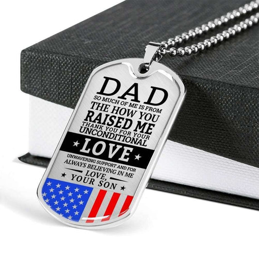 Dad Dog Tag Custom Picture Father’S Day Gift, Thanks For Your Unconditional Love Dog Tag Military Chain Necklace Son Gift For Dad Father's Day Rakva
