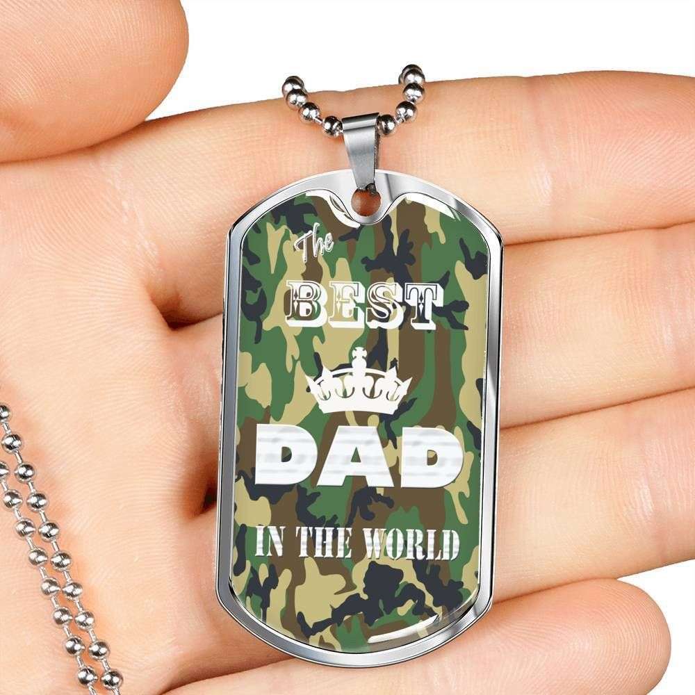 Dad Dog Tag, Custom Picture Father’S Day Gift The Best Dad In The World Dog Tag Military Chain Necklace Gift For Dad Dog Tag Father's Day Rakva