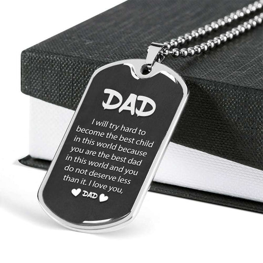Dad Dog Tag Custom Picture Father’S Day Gift, The Best Dad In The World Dog Tag Military Chain Necklace Gift For Men Father's Day Rakva