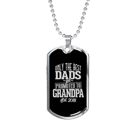 Dad Dog Tag Custom Picture Father’S Day Gift, The Best Dad Promoted To Grandpa Dog Tag Military Chain Necklace Father's Day Rakva