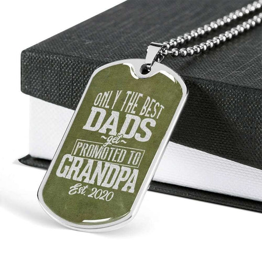 Dad Dog Tag Custom Picture Father’S Day Gift, The Best Dads Get Promoted To Grandpa Dog Tag Military Chain Necklace Gift For Men Father's Day Rakva