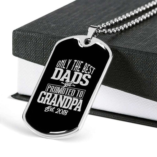 Dad Dog Tag Custom Picture Father’S Day Gift, The Best Dads Promoted To Grandpa Dog Tag Military Chain Necklace Gift For Dad Father's Day Rakva