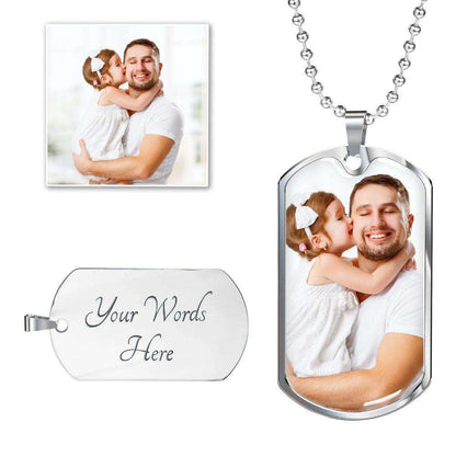 Dad Dog Tag Custom Picture Father’S Day Gift, The Best Dads Promoted To Grandpa Dog Tag Military Chain Necklace Gift For Men Father's Day Rakva