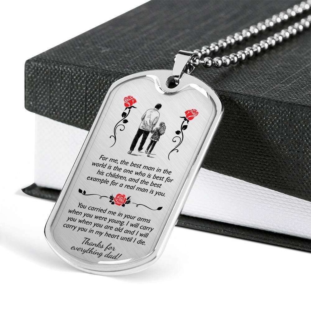 Dad Dog Tag Custom Picture Father’S Day Gift, The Best Man In The World Dog Tag Military Chain Necklace Gift For Dad Father's Day Rakva