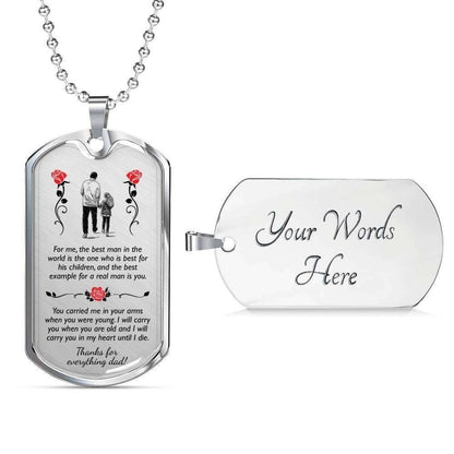 Dad Dog Tag Custom Picture Father’S Day Gift, The Best Man In The World Dog Tag Military Chain Necklace Gift For Dad Father's Day Rakva