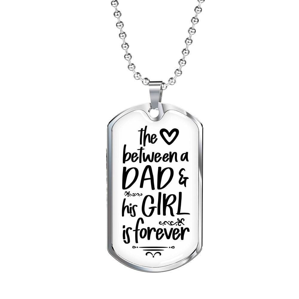 Dad Dog Tag Custom Picture Father’S Day Gift, The Love Between Dad And His Girl Dog Tag Military Chain Necklace For Men Father's Day Rakva