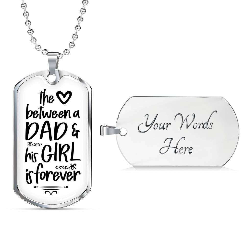 Dad Dog Tag Custom Picture Father’S Day Gift, The Love Between Dad And His Girl Dog Tag Military Chain Necklace For Men Father's Day Rakva