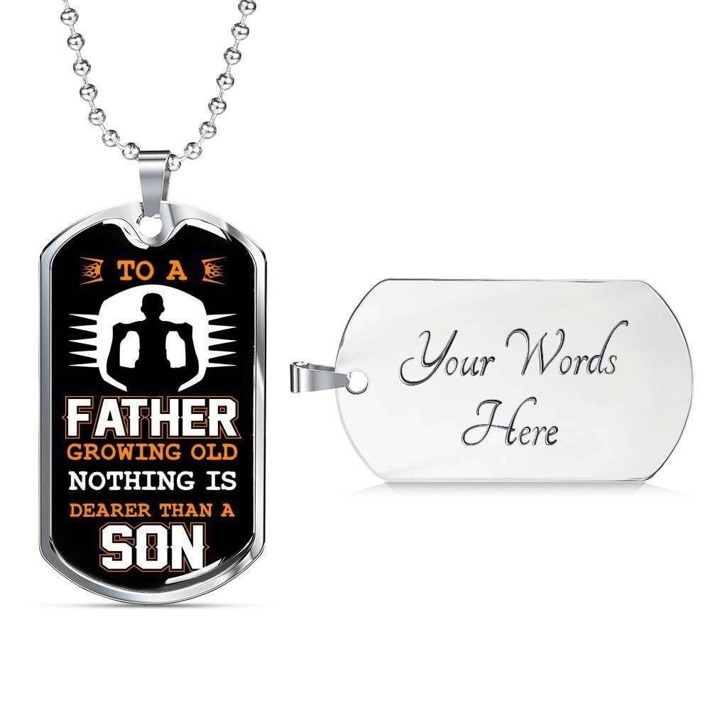 Dad Dog Tag Custom Picture Father’S Day Gift, To A Father Growing Old Dog Tag Military Chain Necklace For Dad Father's Day Rakva