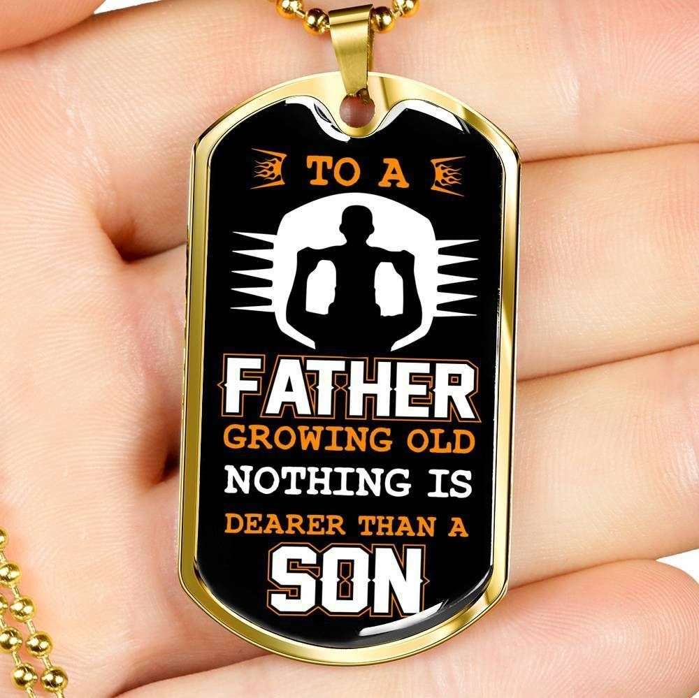 Dad Dog Tag Custom Picture Father’S Day Gift, To A Father Growing Old Dog Tag Military Chain Necklace For Dad Father's Day Rakva
