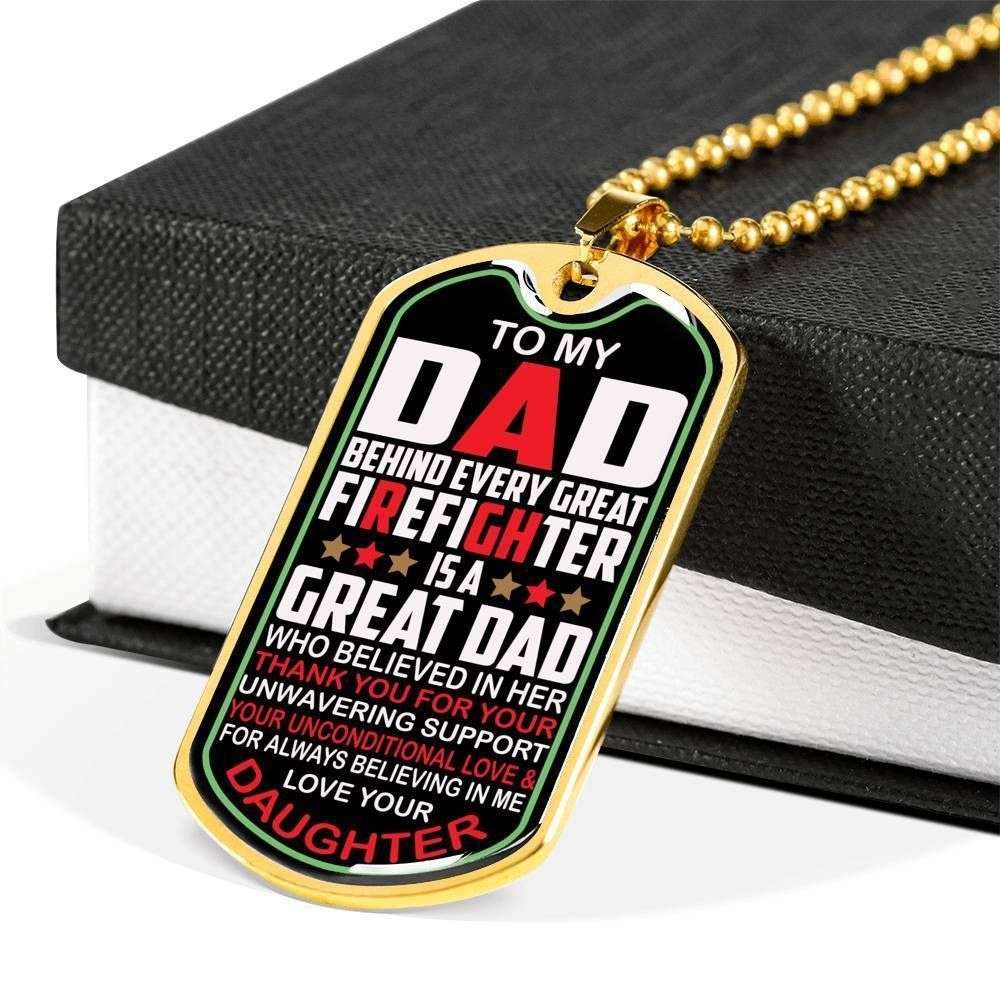 Dad Dog Tag Custom Picture Father’S Day Gift, To Firefighter Dad Every Great Firefighter Is A Great Dad Dog Tag Military Chain Necklace Gift For Dad Father's Day Rakva