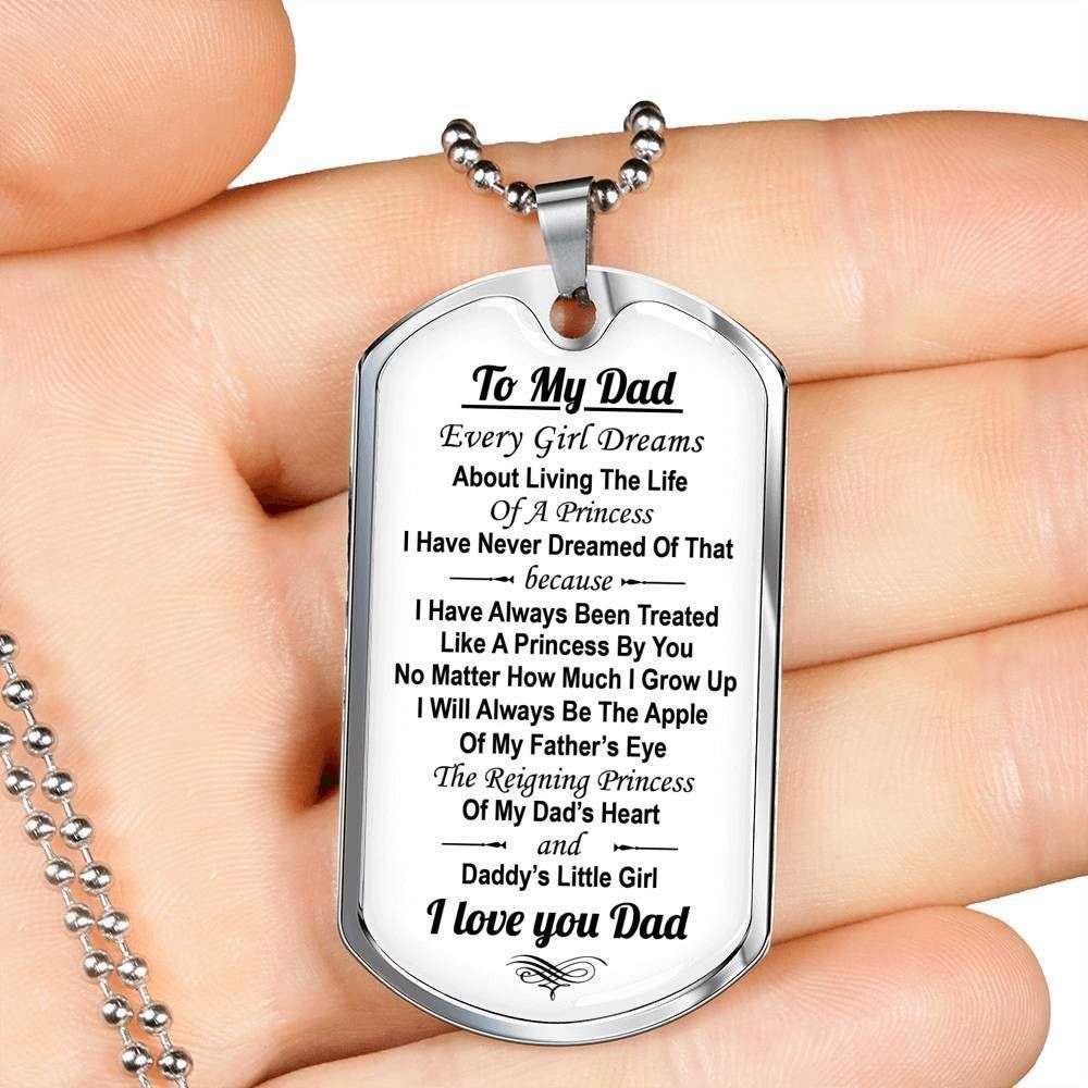 Dad Dog Tag Custom Picture Father’S Day Gift, To My Dad Every Girl Dreams About Living The Life Dog Tag Military Chain Necklace Father's Day Rakva