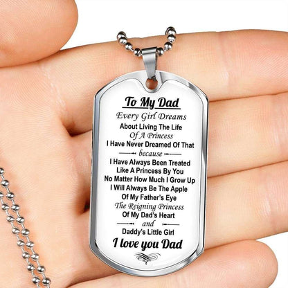 Dad Dog Tag Custom Picture Father’S Day Gift, To My Dad Every Girl Dreams About Living The Life Dog Tag Military Chain Necklace Father's Day Rakva