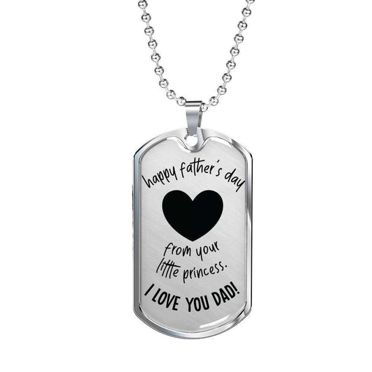 Dad Dog Tag Custom Picture Father’S Day Gift, To My Dad Happy Father’S Day From Your Little Princess Dog Tag Military Chain Necklace Father's Day Rakva