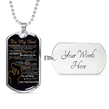 Dad Dog Tag Custom Picture Father’S Day Gift, To My Dad I Am Blessed To Have You Dog Tag Military Chain Necklace Father's Day Rakva