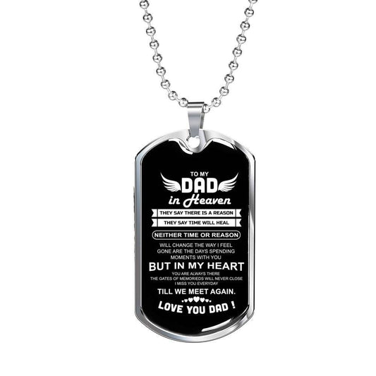 Dad Dog Tag Custom Picture Father’S Day Gift, To My Dad In Heaven I Missing You Dog Tag Military Chain Necklace Father's Day Rakva