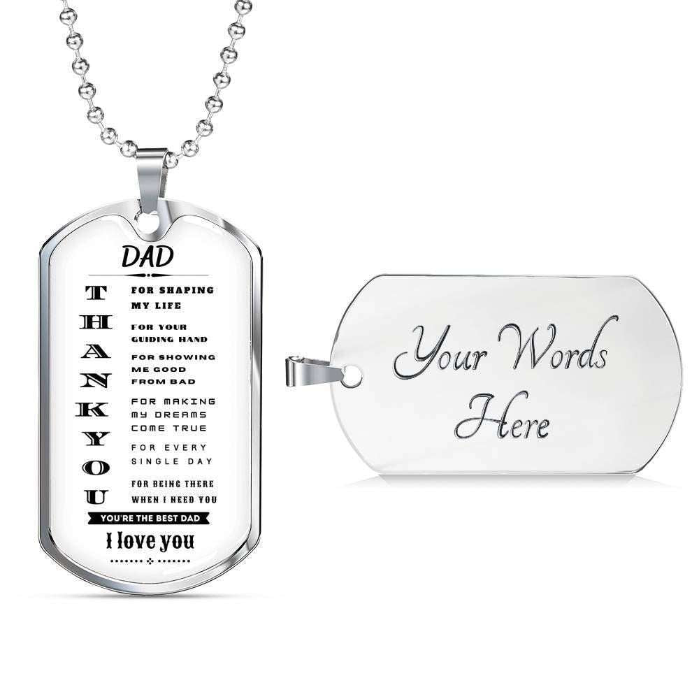 Dad Dog Tag Custom Picture Father’S Day Gift, To My Dad Thanks For Being My Dad Dog Tag Military Chain Necklace Father's Day Rakva