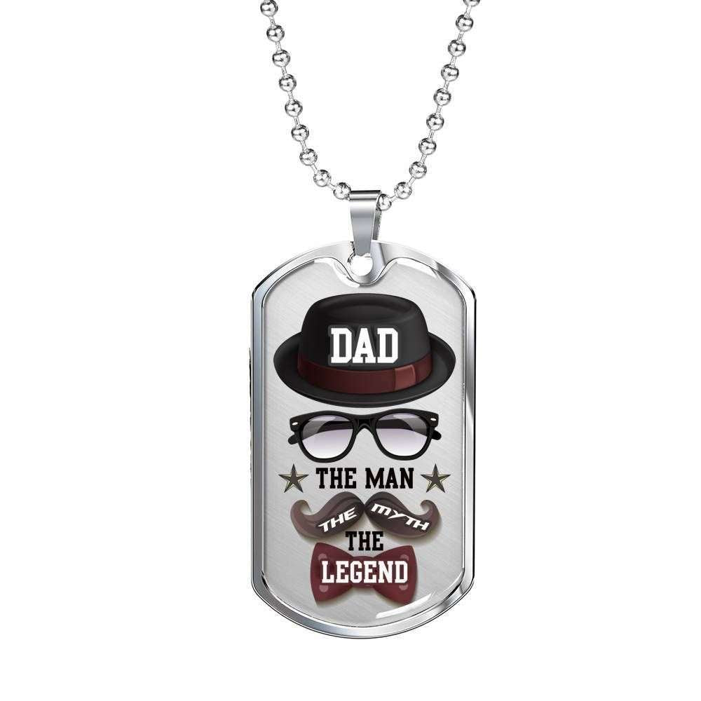 Dad Dog Tag Custom Picture Father’S Day Gift, To My Dad The Man The Myth The Legend Dog Tag Military Chain Necklace Father's Day Rakva