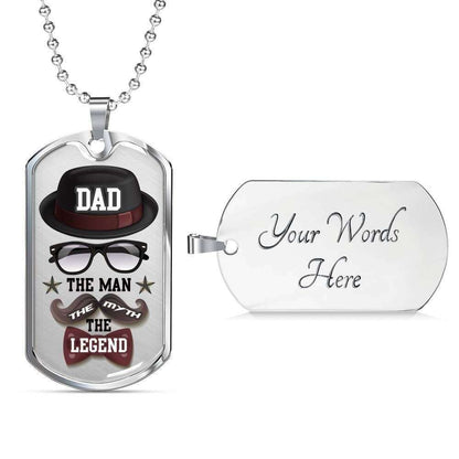 Dad Dog Tag Custom Picture Father’S Day Gift, To My Dad The Man The Myth The Legend Dog Tag Military Chain Necklace Father's Day Rakva