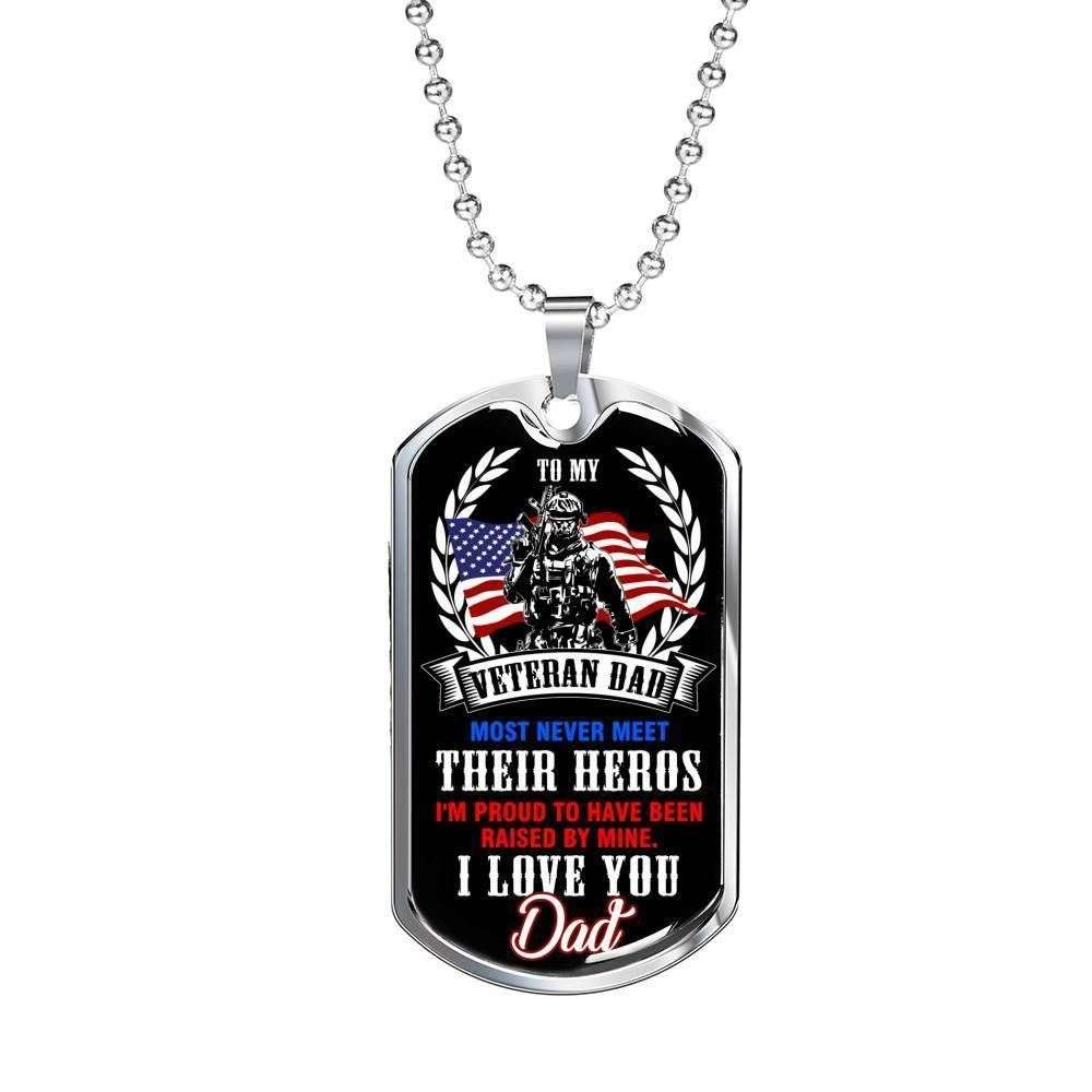 Dad Dog Tag Custom Picture Father’S Day Gift, To My Veteran Dad Love You Dog Tag Military Chain Necklace Gift Father's Day Rakva