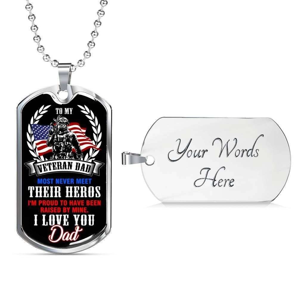 Dad Dog Tag Custom Picture Father’S Day Gift, To My Veteran Dad Love You Dog Tag Military Chain Necklace Gift Father's Day Rakva