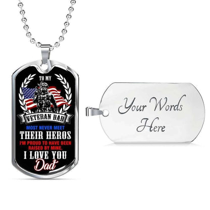 Dad Dog Tag Custom Picture Father’S Day Gift, To My Veteran Dad Love You Dog Tag Military Chain Necklace Gift Father's Day Rakva
