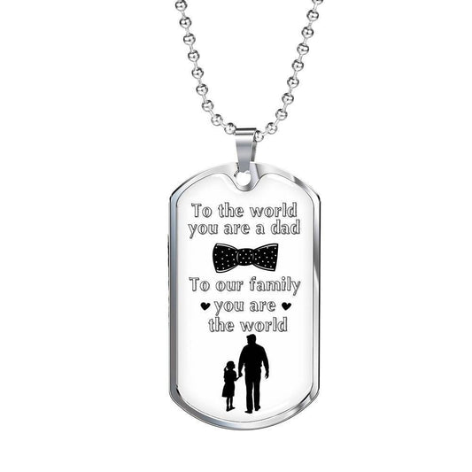 Dad Dog Tag Custom Picture Father’S Day Gift, To Our Family You Are The World Dog Tag Military Chain Necklace For Dad Father's Day Rakva