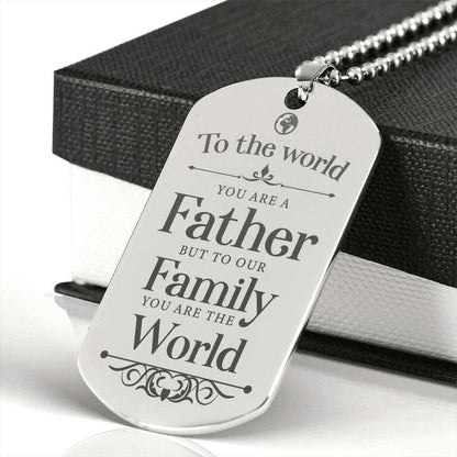 Dad Dog Tag Custom Picture Father’S Day Gift, To Our Family You Are The World Dog Tag Military Chain Necklace Gift For Dad Father's Day Rakva