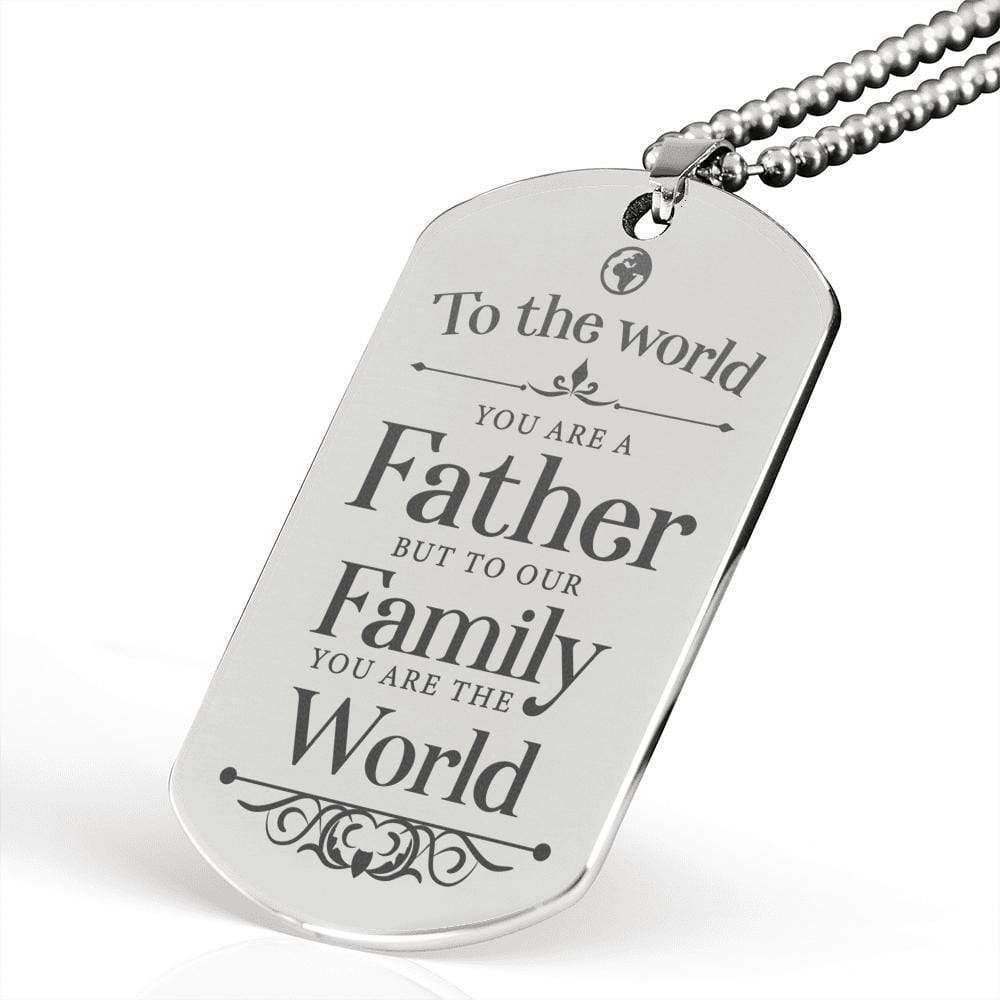 Dad Dog Tag Custom Picture Father’S Day Gift, To Our Family You Are The World Dog Tag Military Chain Necklace Gift For Dad Father's Day Rakva