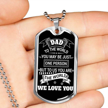 Dad Dog Tag Custom Picture Father’S Day Gift, To Us You Are The World Dog Tag Military Chain Necklace Father’S Day For Dad Dog Tag Father's Day Rakva