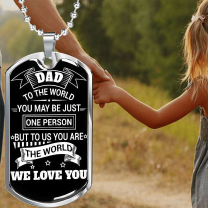 Dad Dog Tag Custom Picture Father’S Day Gift, To Us You Are The World Dog Tag Military Chain Necklace Father’S Day For Dad Father's Day Rakva