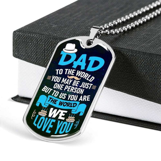 Dad Dog Tag Custom Picture Father’S Day Gift, To Us You Are The World Dog Tag Military Chain Necklace For Dad Dog Tag Father's Day Rakva